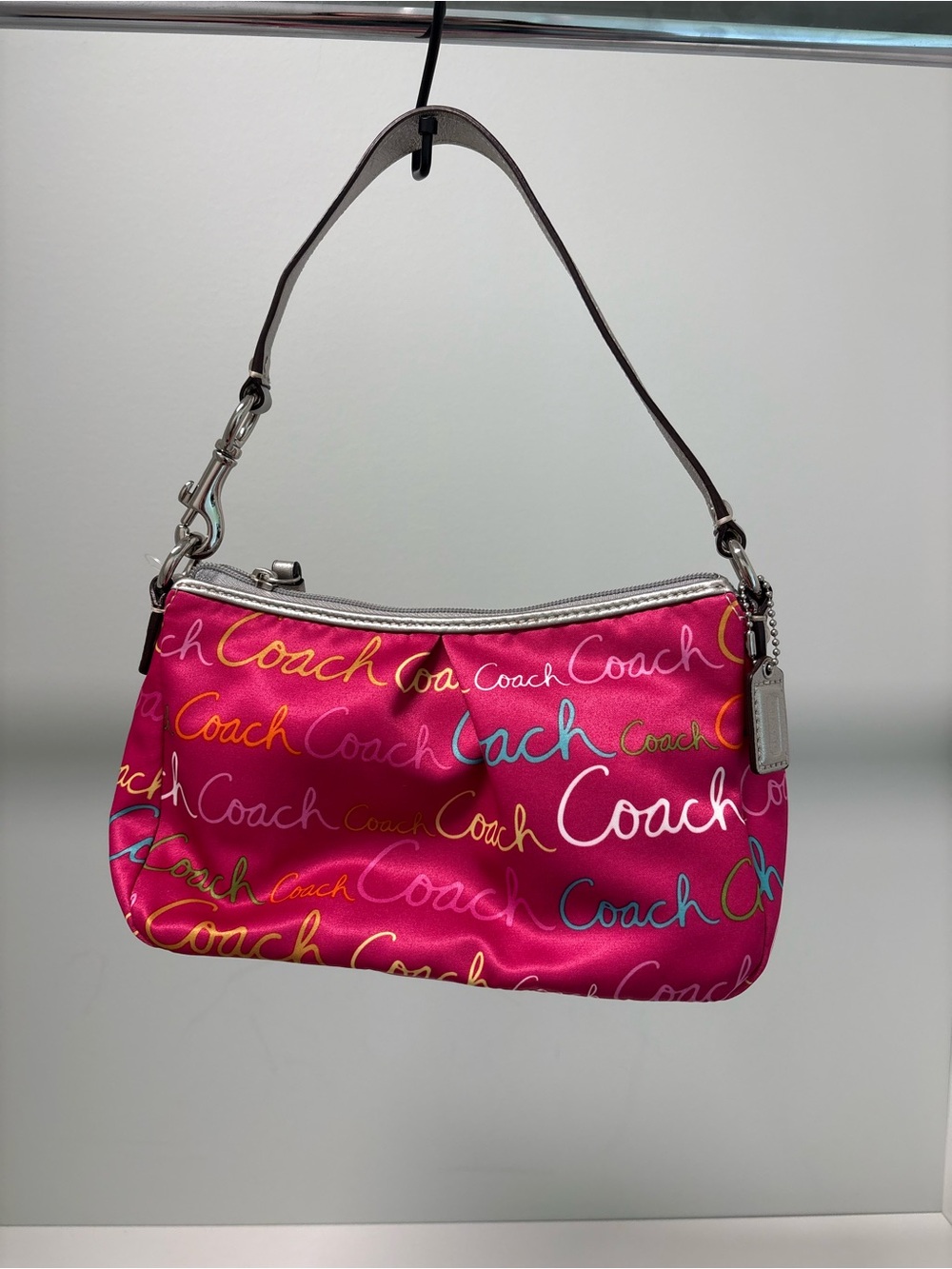 NWOT Coach Pink Small Demi Poppy Script Bag